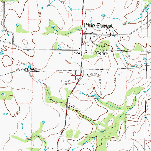Topographic Map of Pickton - Pine Forest Volunteer Fire Department - First Responders, TX