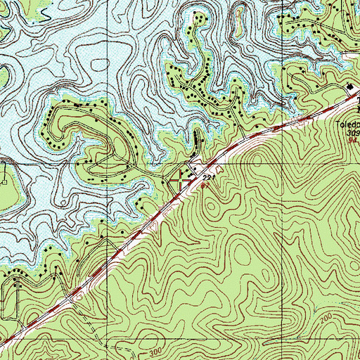 Topographic Map of Toledo Bend Volunteer Fire Department, TX