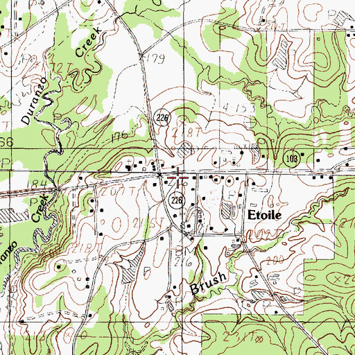 Topographic Map of Etoile Volunteer Fire Department, TX