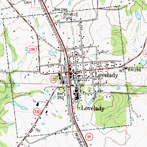 Topographic Map of Lovelady Volunteer Fire Department, TX
