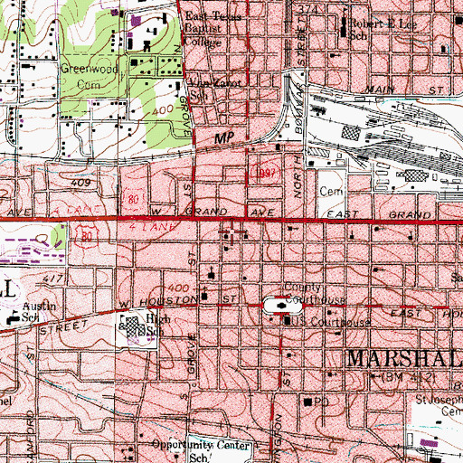 Topographic Map of Marshall / Harrison County Ambulance Service, TX