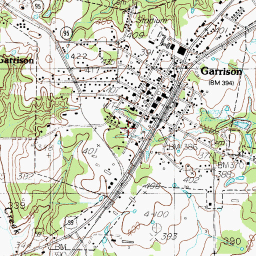 Topographic Map of Garrison Volunteer Fire Department / Emergency Medical Services, TX
