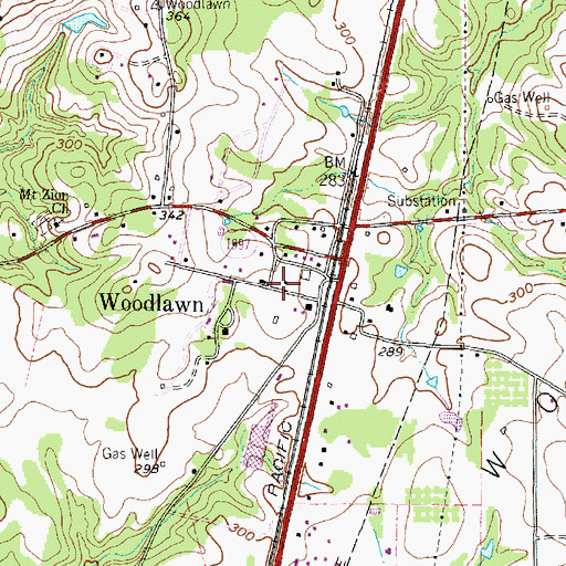 Topographic Map of Woodlawn Volunteer Fire Department, TX