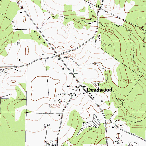 Topographic Map of Flatwoods Volunteer Fire Department, TX