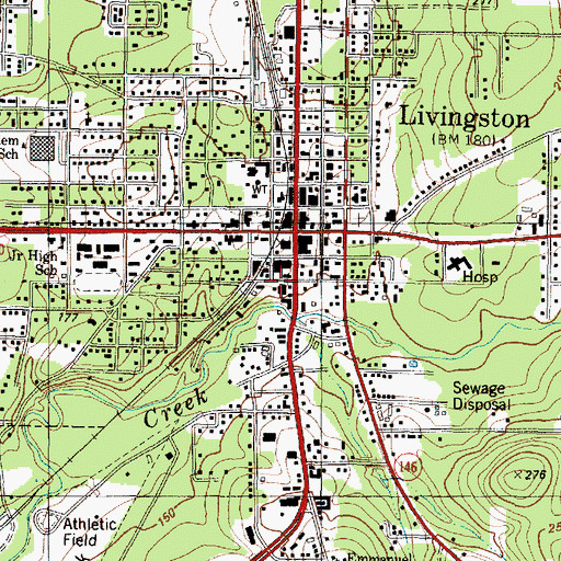 Topographic Map of Livingston Volunteer Fire Department Station 1, TX