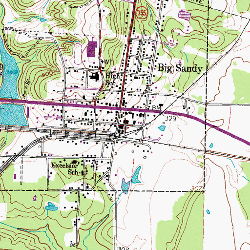 Topographic Map of Big Sandy Fire Department, TX