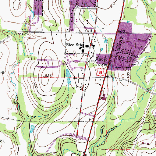 Topographic Map of Tyler Fire Department Station 2, TX