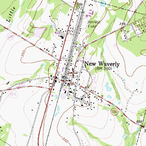 Topographic Map of New Waverly Volunteer Fire Department, TX