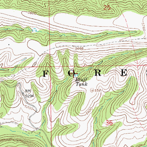 Topographic Map of Bluff Tank, AZ