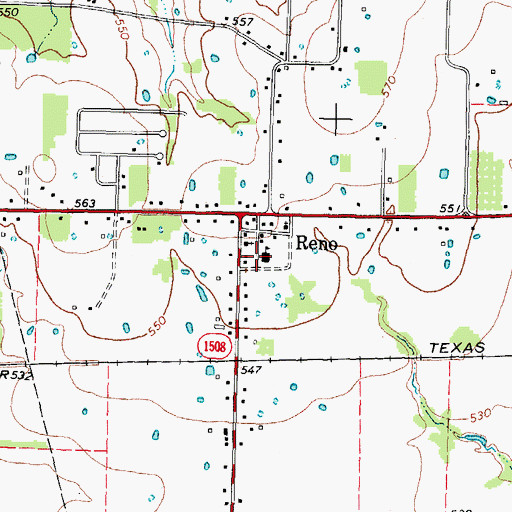 Topographic Map of Reno Fire and Rescue Station 1, TX