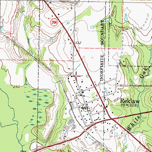 Topographic Map of Reklaw Volunteer Fire Department, TX