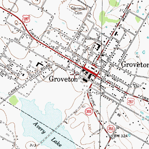 Topographic Map of Groveton Fire Station, TX