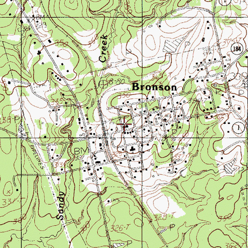Topographic Map of Bronson Rural Volunteer Fire Department, TX