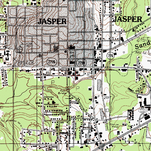 Topographic Map of Jasper Volunteer Fire Department Station 1, TX