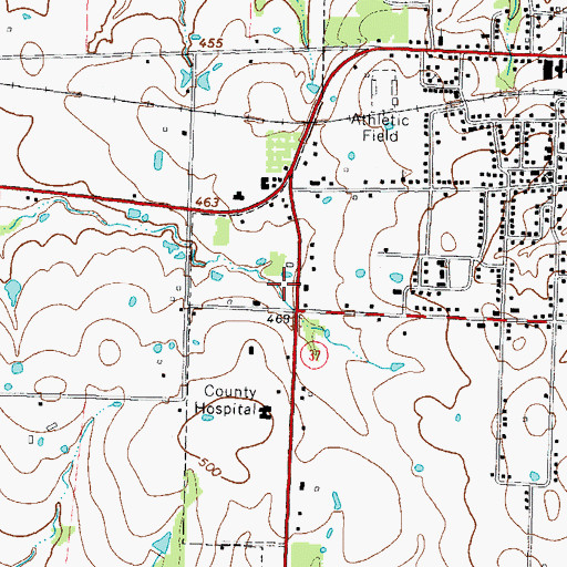Topographic Map of Mount Vernon Fire Department, TX