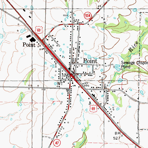 Topographic Map of Point Volunteer Fire Department, TX