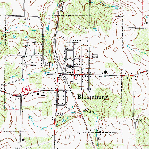 Topographic Map of Bloomburg Volunteer Fire Department, TX