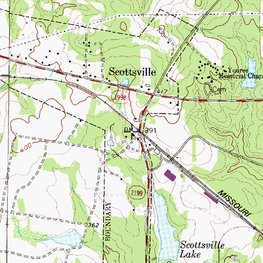 Topographic Map of Scottsville Volunteer Fire Department, TX