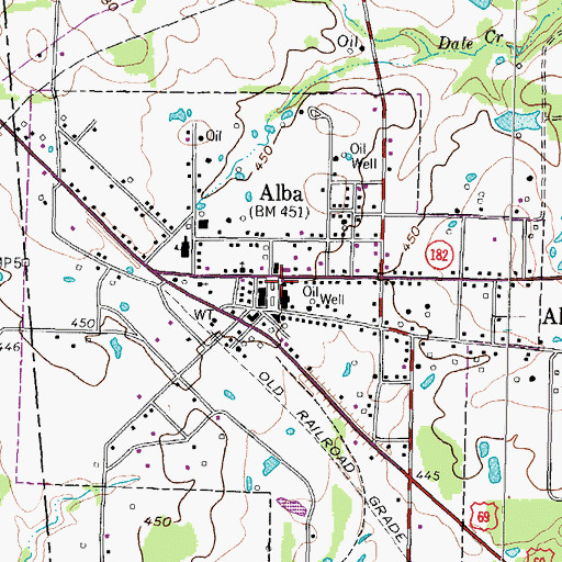 Topographic Map of Alba Volunteer Fire Department, TX