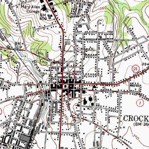 Topographic Map of Crockett Volunteer Fire Department, TX