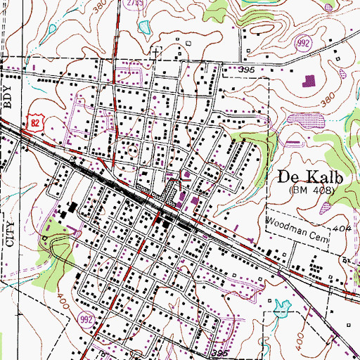 Topographic Map of Dekalb Fire Department, TX