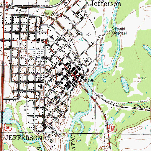 Topographic Map of Jefferson Volunteer Fire Department, TX