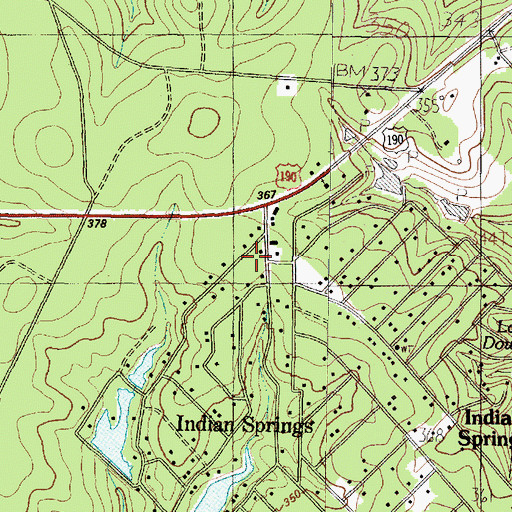 Topographic Map of Indian Springs Volunteer Fire Department, TX