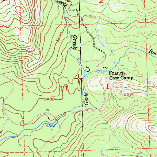 Topographic Map of Rocky Basin Creek, CA