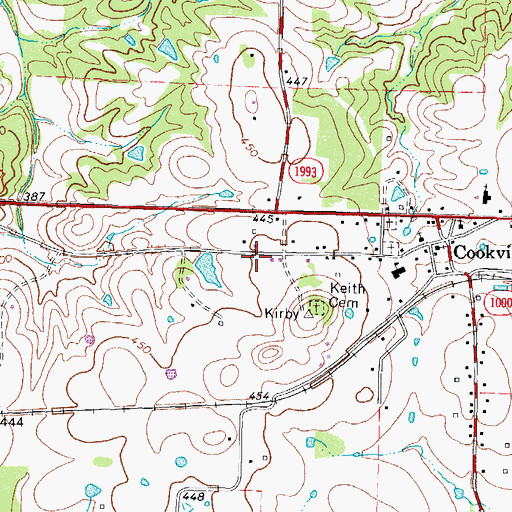 Topographic Map of Cookville Volunteer Fire Department, TX