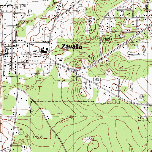 Topographic Map of Zavalla Volunteer Fire Department, TX
