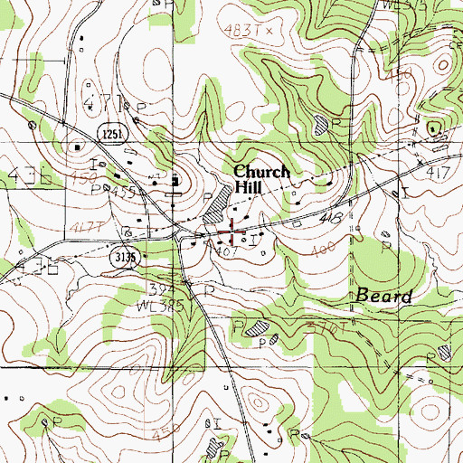 Topographic Map of Church Hill Volunteer Fire Department, TX