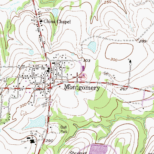 Topographic Map of Montgomery Fire Department Station 51 - First Responders, TX