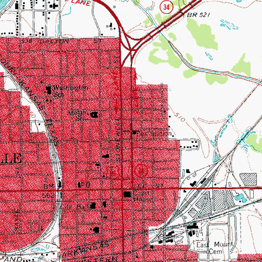 Topographic Map of Greenville Fire Department Station 1, TX