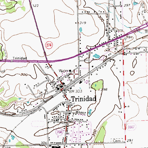 Topographic Map of Trinidad Volunteer Fire Department Station 1, TX