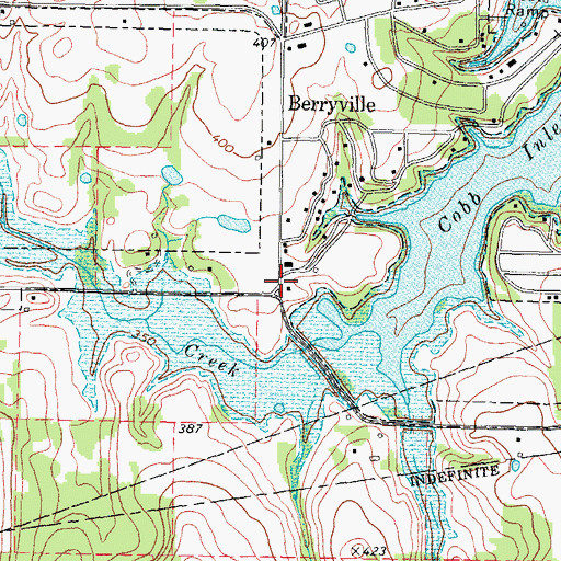 Topographic Map of Berryville Volunteer Fire Department, TX