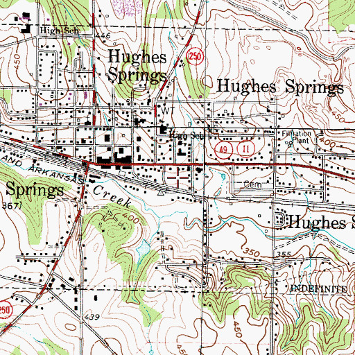 Topographic Map of Hughes Springs Fire Station, TX