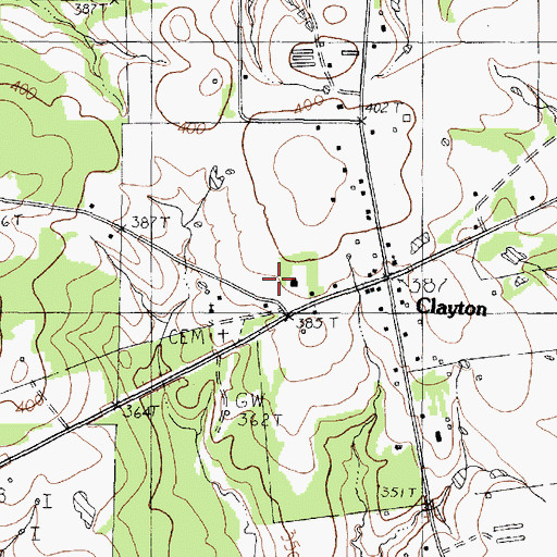 Topographic Map of Clayton Volunteer Fire Department, TX