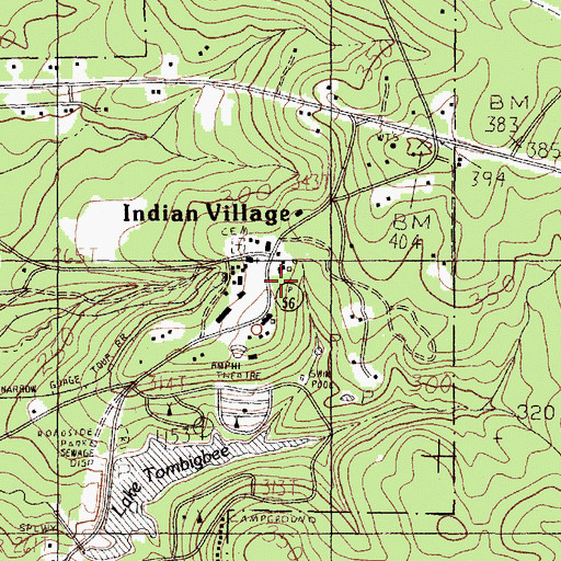 Topographic Map of Alabama - Coushatta Indian Nation Fire Department, TX