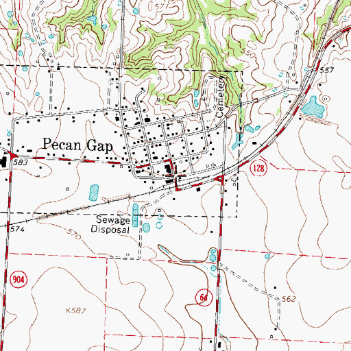 Topographic Map of Pecan Gap Volunteer Fire Department, TX