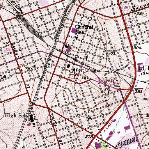 Topographic Map of Lufkin Fire Department Station 1, TX