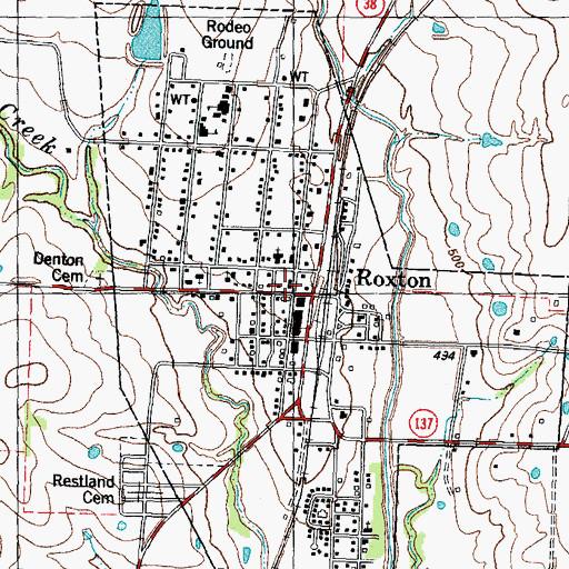 Topographic Map of Roxton Volunteer Fire Department, TX
