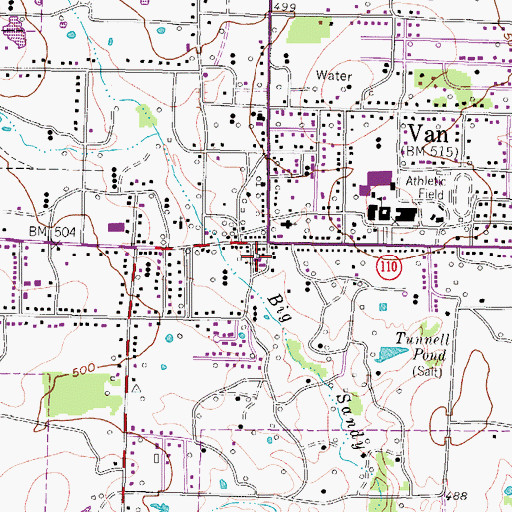Topographic Map of Van Fire Department, TX