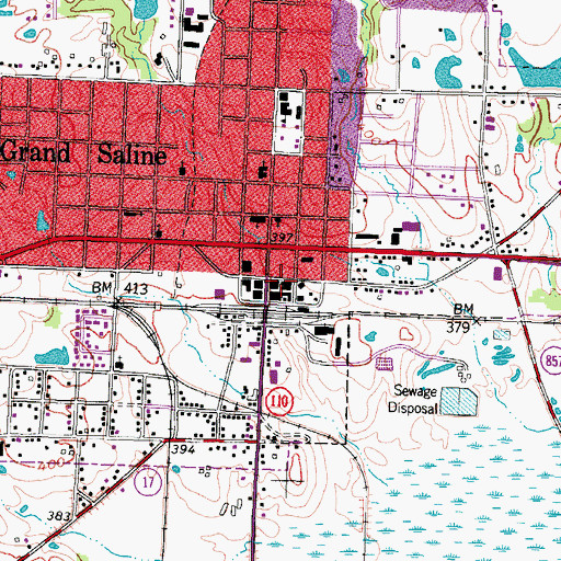 Topographic Map of Grand Saline Fire Department / Emergency Medical Service, TX