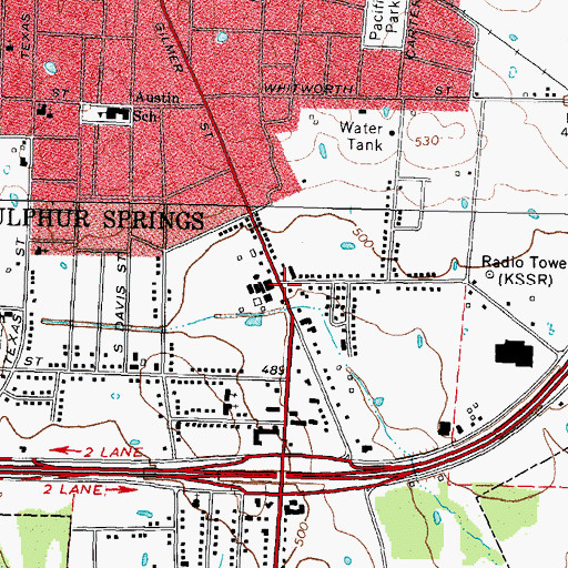 Topographic Map of Sulphur Springs Fire Department Station 2, TX