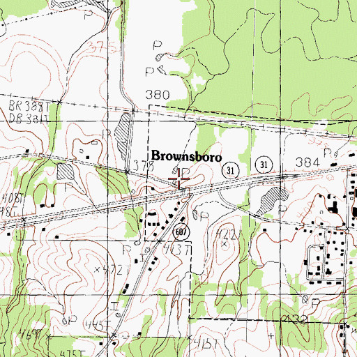 Topographic Map of Brownsboro Volunteer Fire Department, TX