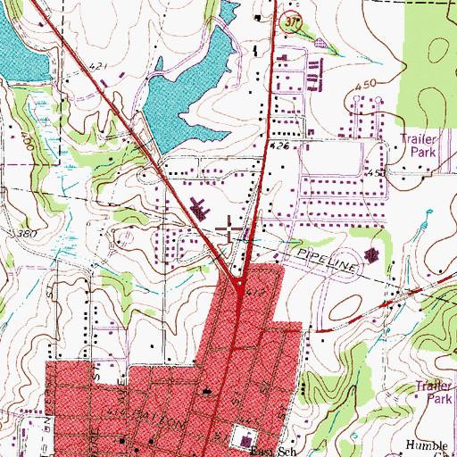 Topographic Map of Mineola Fire Department, TX