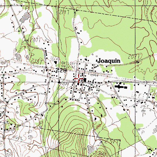 Topographic Map of Joaquin Volunteer Fire Department, TX