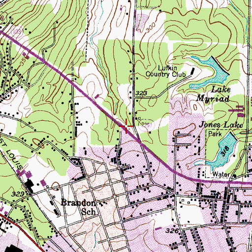 Topographic Map of Lufkin Fire Department Station 5, TX