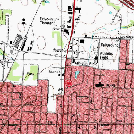 Topographic Map of Paris Fire Department Station 1, TX