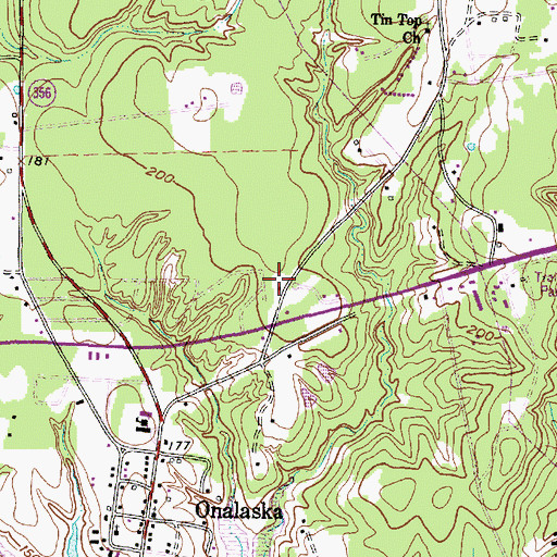 Topographic Map of Onalaska Volunteer Fire Department, TX